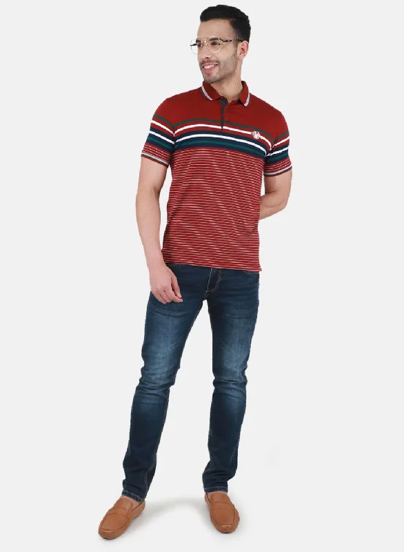 Men Maroon Printed T-Shirt